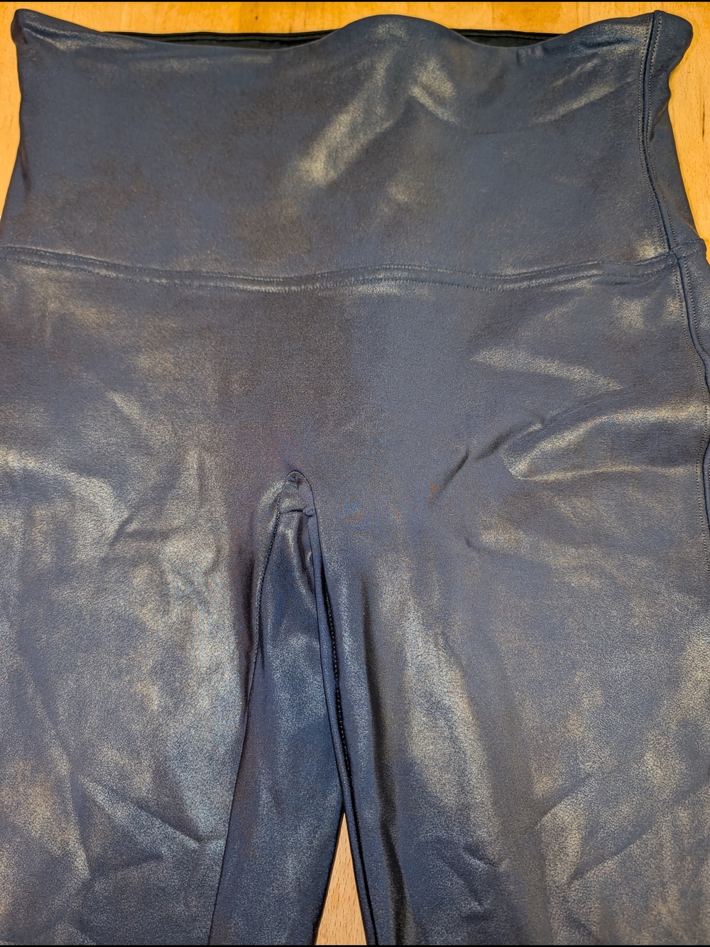 Spanx High-Waist Navy Faux-Leather Women’s Leggings Active Gym Shapewear